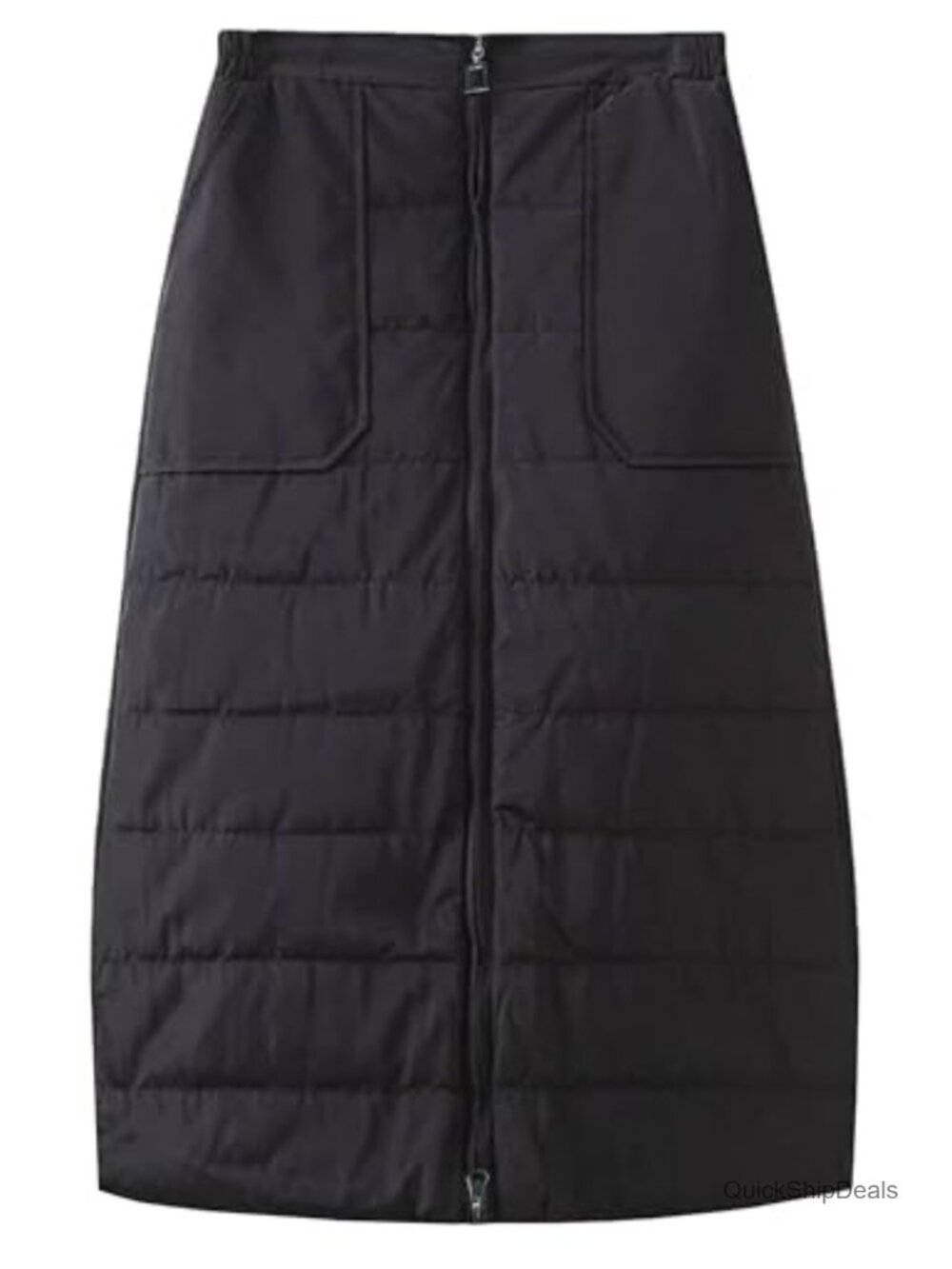 Womens Quilted Puffer Midi Skirt Warm Insulated A-Line Winter Skirt